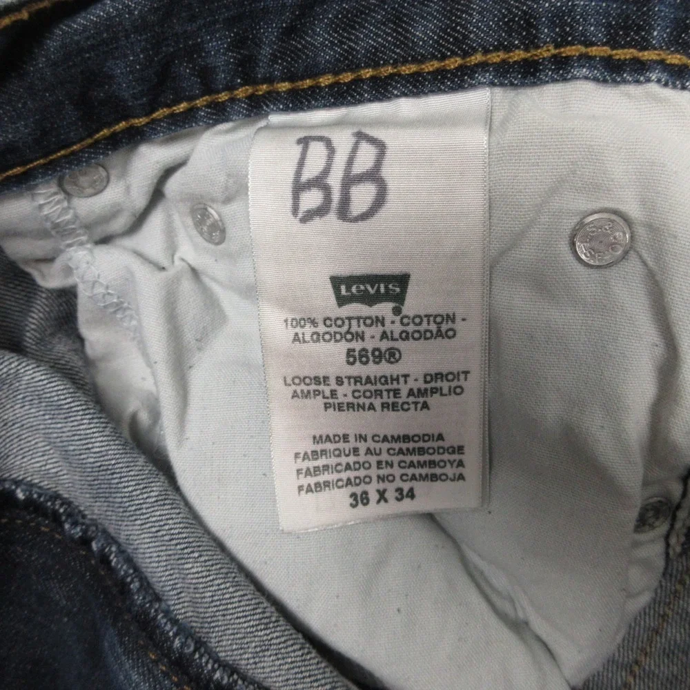 Levis Jeans Mens 36x20 (Tag 36x34) Blue 569 Loose Straight Baggy Y2K Denim Pants